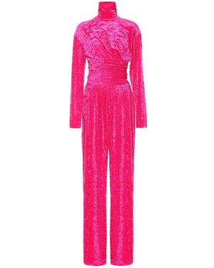 Balenciaga Crushed-velvet Turtleneck Jumpsuit - Pink