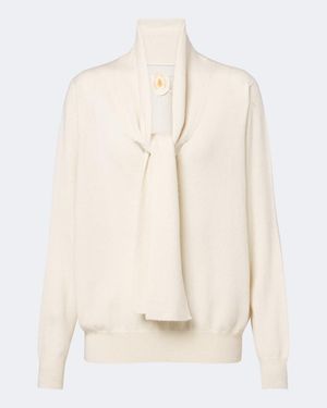 Jardin Des Orangers Tie-Neck Wool And Cashmere Jumper - Natural