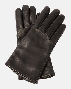 Saint Laurent Guantes Cassandre De Piel - Negro