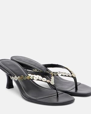 STAUD Freja Leather Thong Sandals - Gray