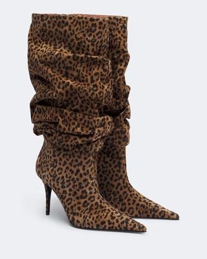 AMINA MUADDI Anok Leopard-Print Suede Knee-High Boots - Brown
