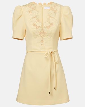 Rebecca Vallance Lulu Lace-Trimmed Crepe Minidress - Yellow