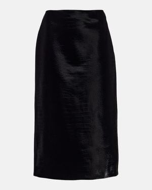 Gucci Croc-Effect Leather Pencil Skirt - Black