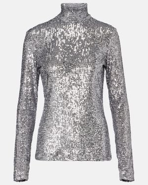 Rabanne Top Mit Pailletten - Grau