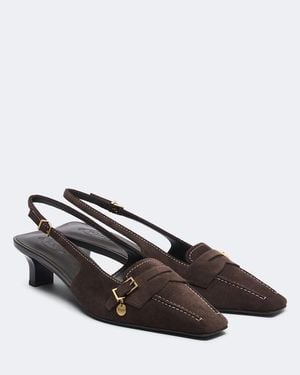 Tod's Slingback-Pumps Aus Veloursleder - Braun