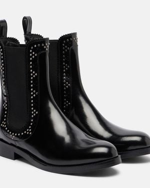 Aquazzura Skye Embellished Leather Chelsea Boots - Black