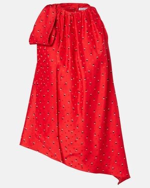 Acne Studios Sombana Printed Asymmetric Silk Top - Red