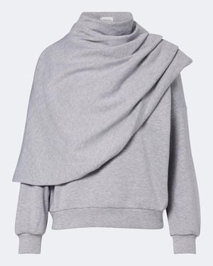 Magda Butrym Draped Cotton-Blend Jersey Sweatshirt - Grey