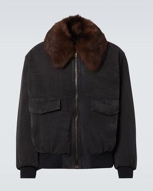 Prada Canvas Blouson Fake Fur Neck - Black