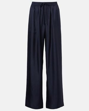 Rohe Silk Straight Trousers - Blue