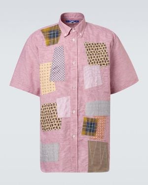 Junya Watanabe Patchwork Linen And Cotton Bowling Shirt - Pink