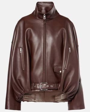 Loewe Balloon Leather Jacket - Brown