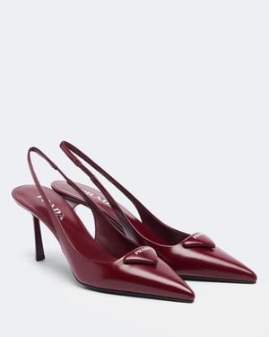 Prada Leather Slingback Pumps - Red