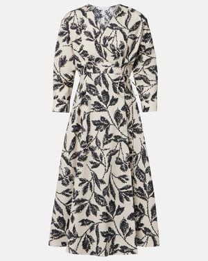 Max Mara Camino Printed Cotton Wrap Dress - White
