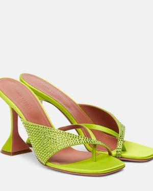AMINA MUADDI Shiona 95 Crystal-Embellished Satin Mules - Yellow