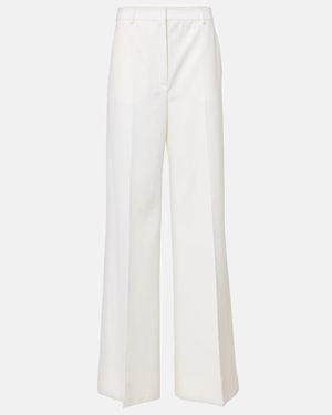 Stella McCartney High-Rise Pleated Wool Wide-Leg Trousers - White