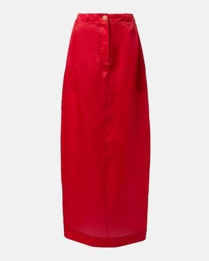 KHAITE Lucian Silk Organza Maxi Skirt - Red