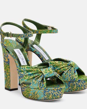 Jimmy Choo Sandalias Con Plataforma Heloise De Brocado - Verde