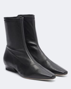 STAUD Wally Leather Ankle Boots - Black
