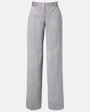 Stella McCartney Striped Wool Wide-Leg Trousers - Grey
