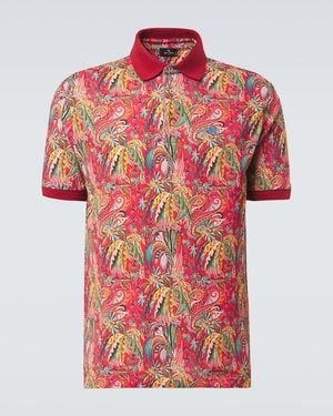 Etro Paisley Cotton Pique Polo Shirt - Red