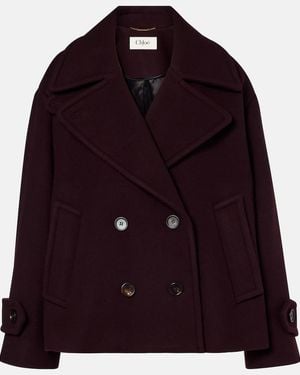 Chloé Abrigo Cruzado En Mezcla De Lana - Morado