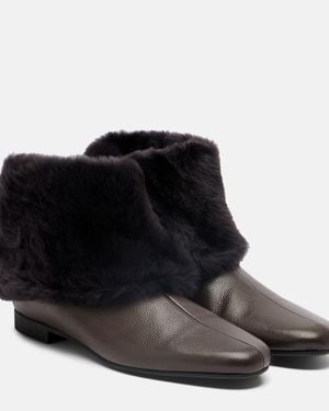 TOTEME Ankle Boots Aus Leder Mit Shearling - Schwarz