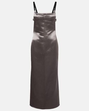 The Attico Open-Back Satin Midi Dress - Gray
