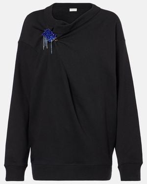 Dries Van Noten Embellished Gathered Cotton Jumper - Blue
