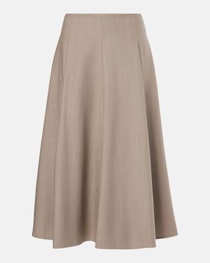 Brunello Cucinelli Wool Midi Skirt - Brown