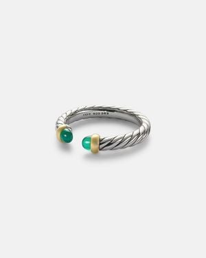 David Yurman Ring Cable Collectibles Petite Cable Aus Sterlingsilber Mit 14Kt Gelbgold Und Onyx - Weiß