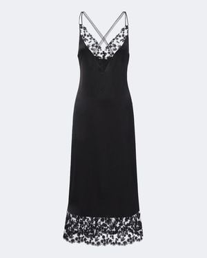 Fendi Lace-Trimmed Silk Slip Dress - Black