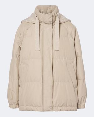 Brunello Cucinelli Hooded Cotton-Blend Down Jacket - Natural