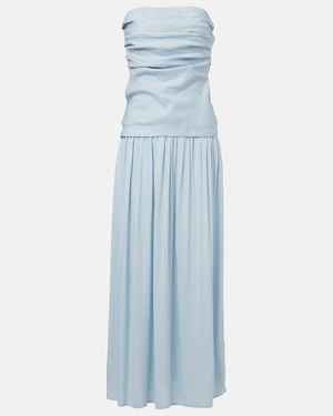 Faithfull the Brand Hedy Strapless Linen Maxi Dress - Blue