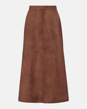 Max Mara Max Mara Suede Midi Skirt - Brown