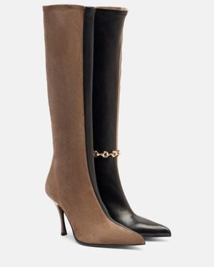 Loewe New Comic Leather And Suede Knee-High Boots - Brown