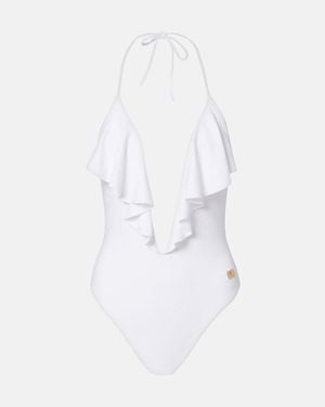 Balmain Frilled Swimsuit - White