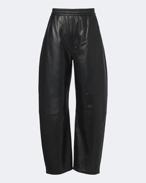 Arma Noa Leather Barrel-Leg Trousers - Black