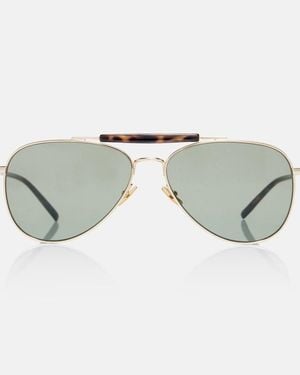 Saint Laurent Sl Logo Aviator Sunglasses - Grey