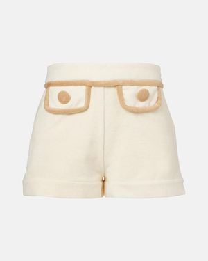 Adriana Degreas Colorblocked Cotton-Blend Terry Shorts - Natural