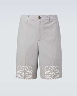 Loewe Anagram Cotton Twill Shorts - Grey