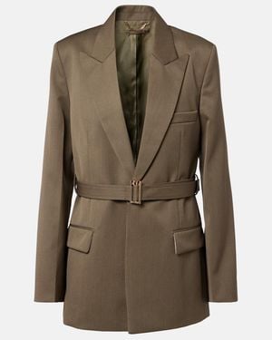 Victoria Beckham Belted Wool-Blend Blazer - Green