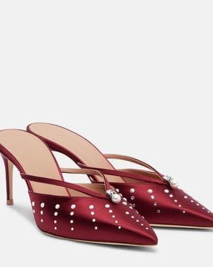 Malone Souliers Marisa 70 Embellished Satin Mules - Red