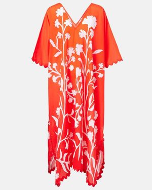 Juliet Dunn Printed Cotton Kaftan - Red