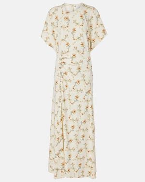Rabanne Floral Gathered Midi Dress - Metallic