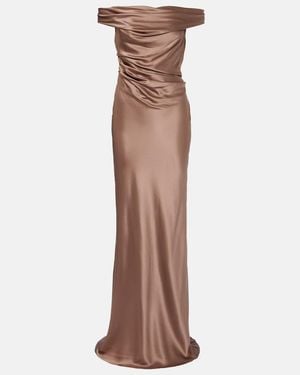 The Sei Vestido De Fiesta Bardot De Seda - Marrón
