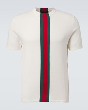 Gucci Web Stripe Cotton T-Shirt - White