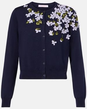 Carolina Herrera Cardigan Aus Seide Und Baumwolle - Blau