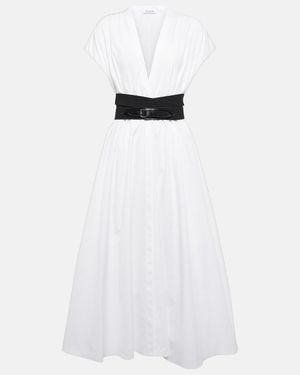 Alaïa Belted Cotton Poplin Midi Dress - White