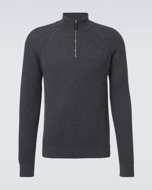 ZEGNA Jersey De Cachemir Con Media Cremallera - Azul